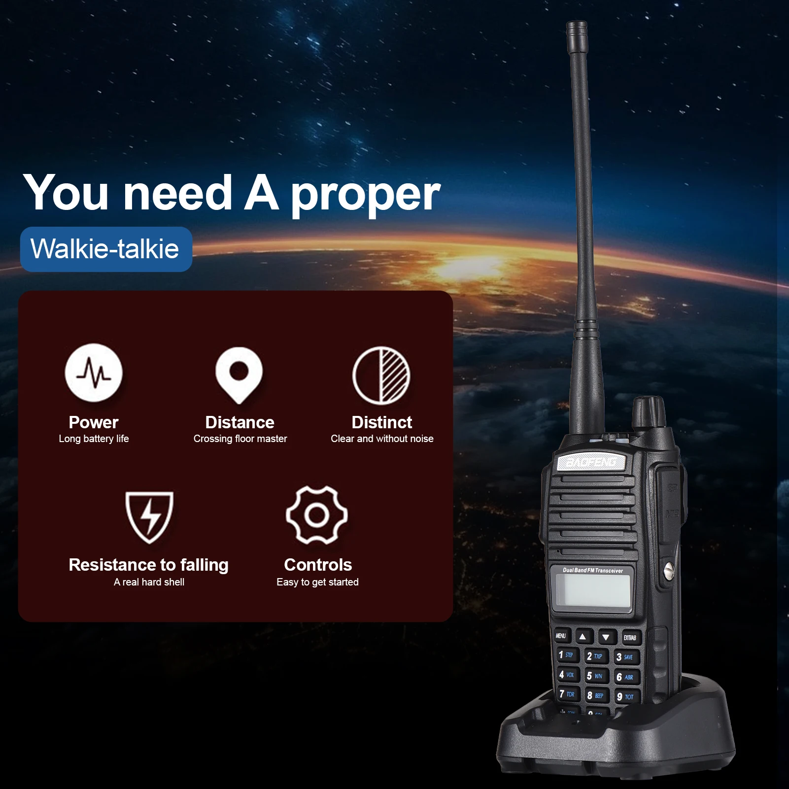 双方向ラジオ デュアル PTT キー送信 デュアルバンド デュアル受信 ハンドヘルドトランシーバー 干渉防止 ノイズリダクション 強力