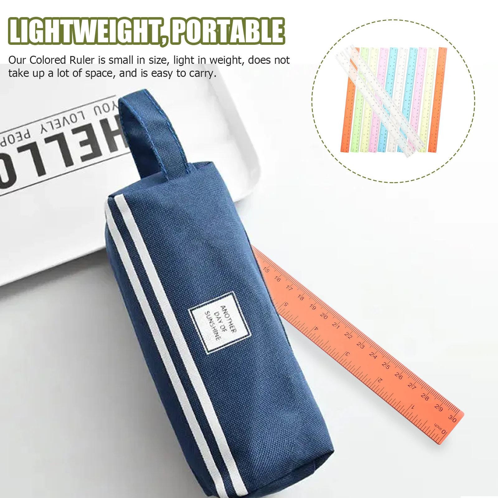 

12 Pcs Color Ruler Plastic Measuring Tools Straight Rulers Scale Students Colored Child