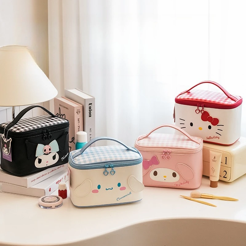 

Kawaii Hello Kitty Makeup Bag Cute Cinnamon Large Capacity Portable Travel Cartoon Anime Women Supplies Wholesale Girl Students