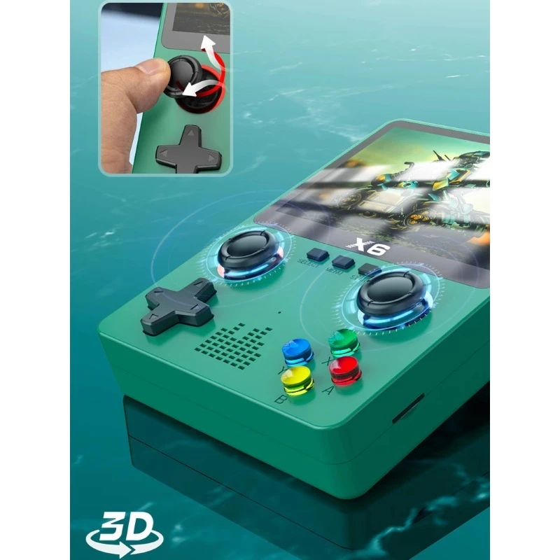 

2023 New X6 3.5Inch IPS Screen Handheld Game Player Dual Joystick 11 Simulators GBA Video Game Console 10000 Game for Kids Gifts