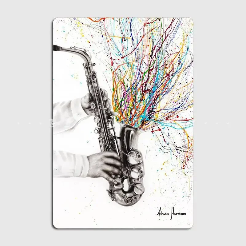 The Jazz Saxophone Poster Metal Plaque Club Home Club Bar Funny Wall Decor Tin Sign Posters