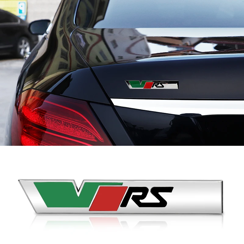 Car 3D Metal VRS RS Badge Sticker For vw Skoda Rapid Yeti Octavia Fabia Logo Car Body Tail Grill Emblem Side Fender Stickers