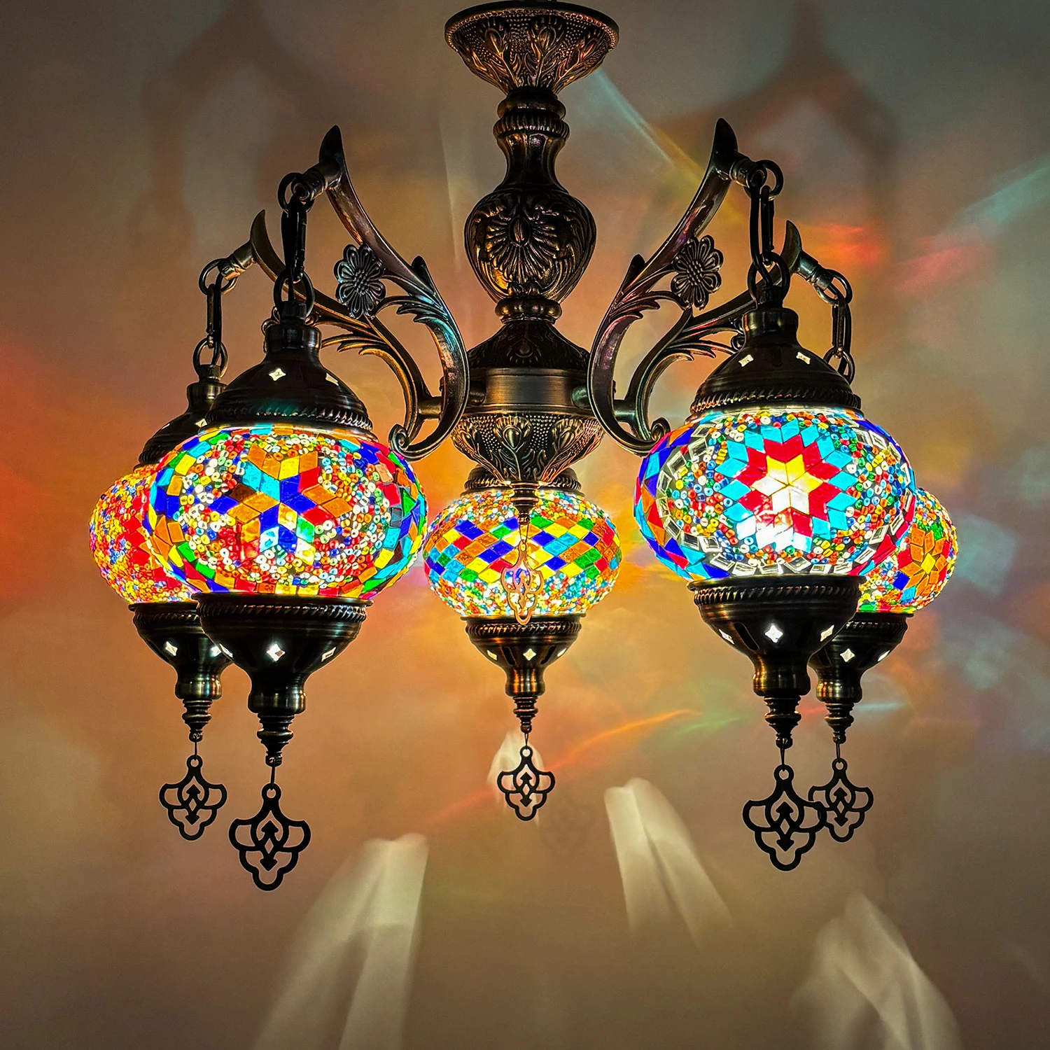 

European living room retro handmade cafe specialty restaurant card seat KTV hotel glazed Turkish chandelier