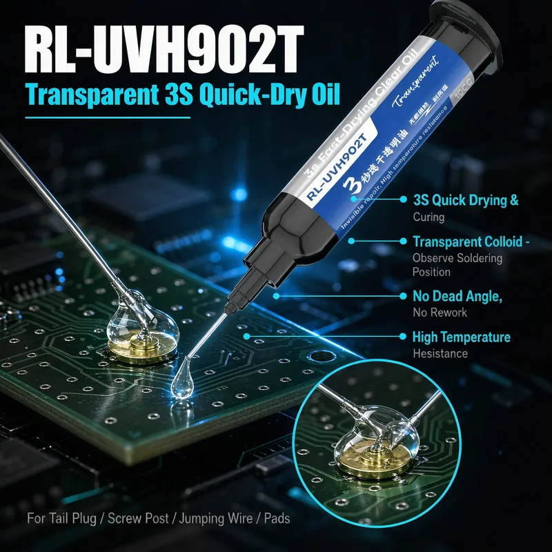 RELIFE RL-UVH902 3S Fast Drying UV Curing Solder Resist Oil for Phone Motherboard BGA PCB Flying Line Repair Insulation Tool Kit