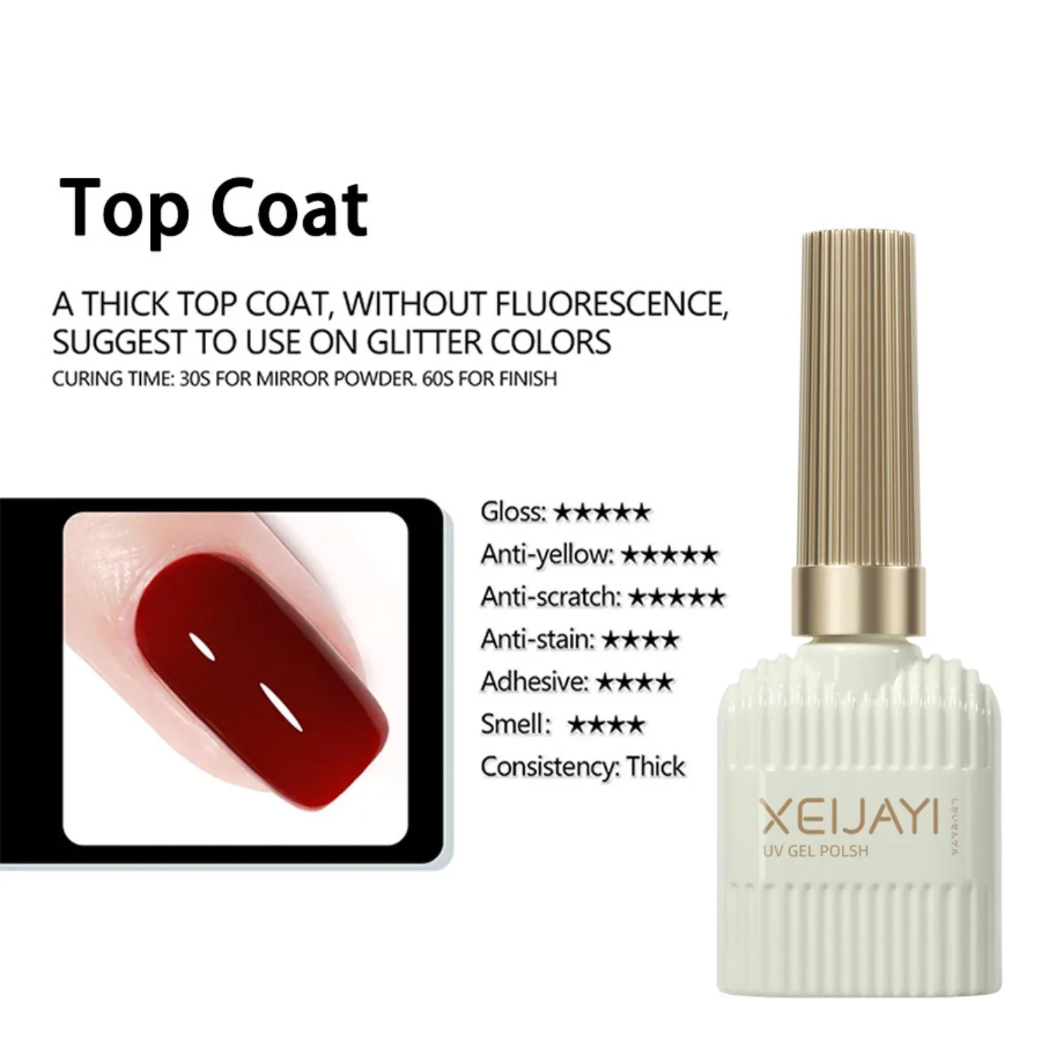 XEIJAYI 15ML Gel Base Super Top Coat Manicura Mate Top Coat Semi Permanente Soak Off Gel UV Barniz