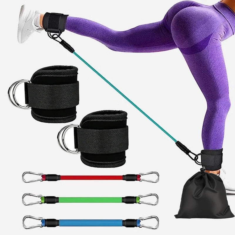 Ankle Strap Cable Machine With Resistance Bands Set Adjustable Portable Glutes Legs Training Fitness Equipment Home Gym