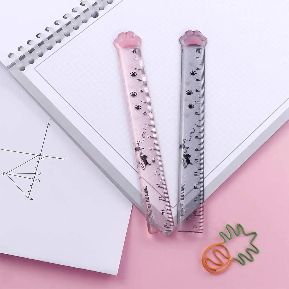 Students Stationery Office School Supplies Plastic Kids Gifts Measuring Ruler Scale Ruler Straight Ruler Cats Claw Ruler