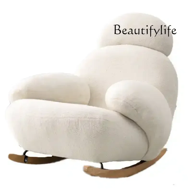 Lazy rocking chair Home living room Lamb fleece sofa chair Light luxury balcony Leisure couch chair