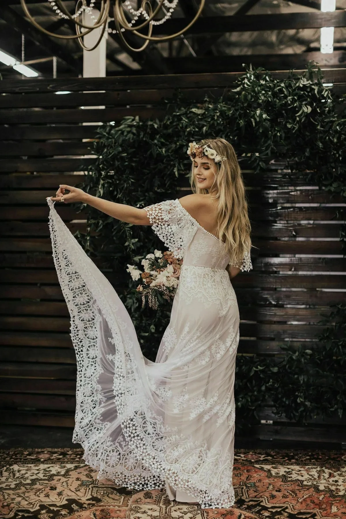 Boho Trouwjurken A-Line Off The Shoulder Tule Kanten Bohemien Trouwjurk Bruidsjurken Vestidos De Novia