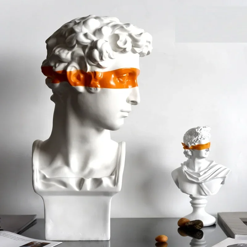 Modern Orange/Yellow Eye Mask Giuliano de' Medici Apollo Art Sculpture Statue Greek Figurine Resin Crafts Home Decoration model