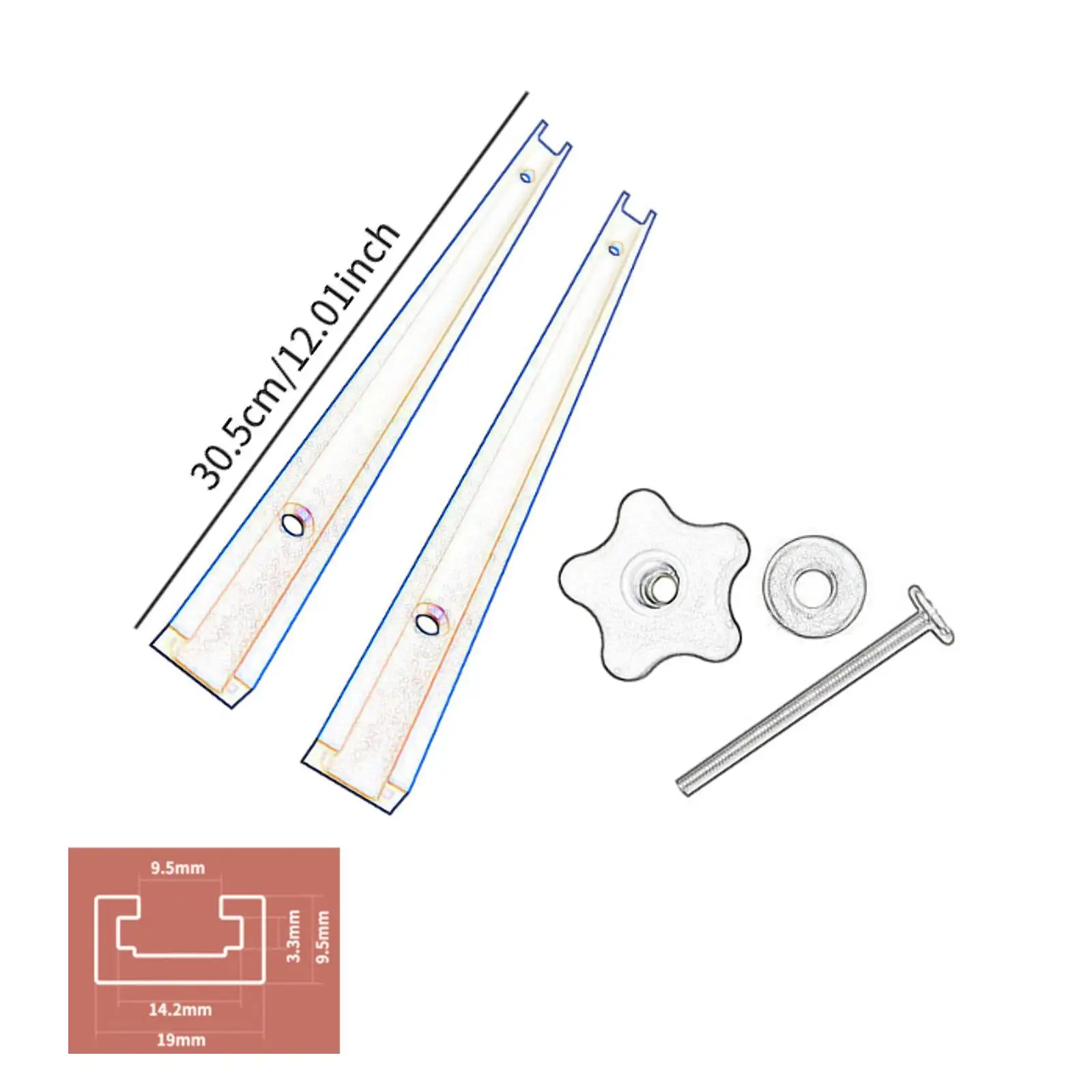 T Track Miter Track Jig Kit Easily Install Length 30.5cm Multifunctional Sturdy