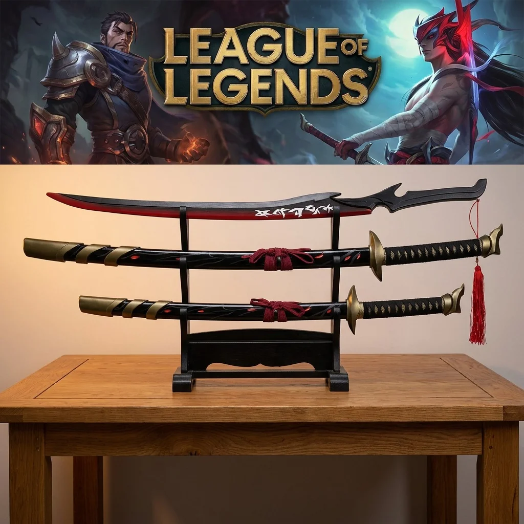 

39inch Yasuo Katana Sword League of Legends Bamboo Blade Ninja Knife Real Size Japanese Samurai Sabre Cosplay Prop Toy Gifts