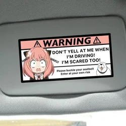 Cute Pink Girl Car Sticker For Anya Spy Warning Anime Sticker Decoration Behind The Mirror Interior Accessories Vinyl Decals