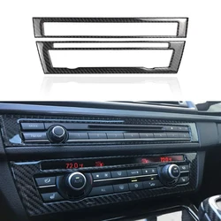 2pcs Car Real Carbon Fiber Air Conditioning CD Control Panel Cover Trim for BMW 5 Series F10 2011 2012 2013 2014 2015 2016 2017