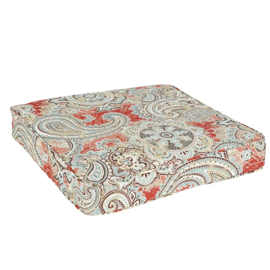 

Coral Aqua Paisley Corded Indoor Outdoor Cushion