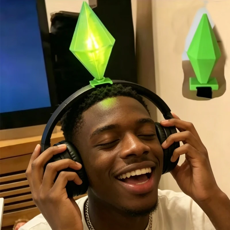 

Bold Glowing Green Shard Velcro for Headband, Eye-Catching LED Flashing Plastic Patch, Cosplay Party Prop for Gamers Anime Fans