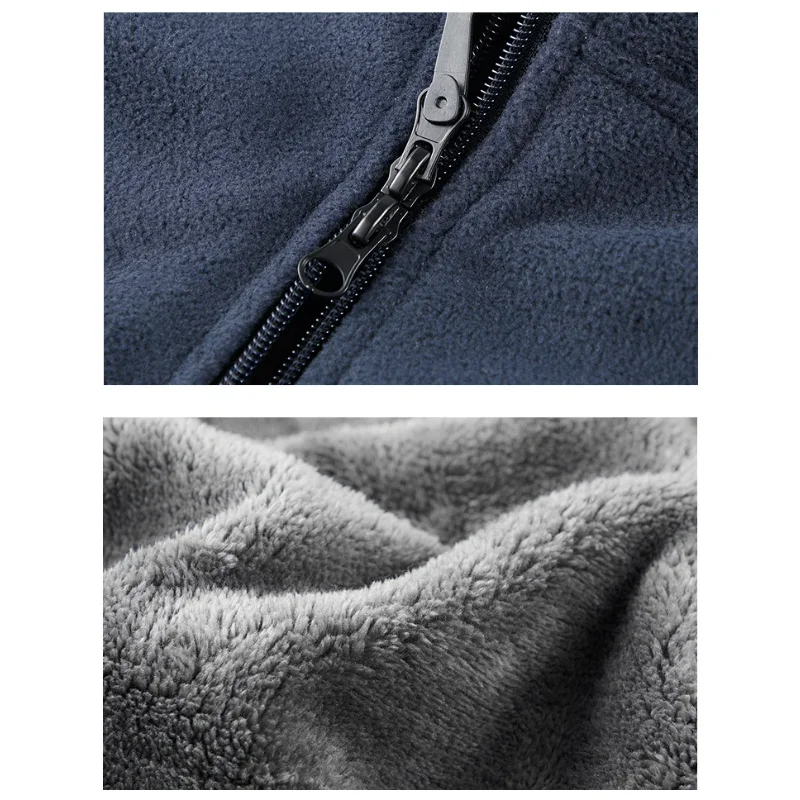 Heren polar fleece jas herfst winter nieuwe effen kleur verdikte warme buitensporten opstaande kraag jas gewatteerde herenkleding