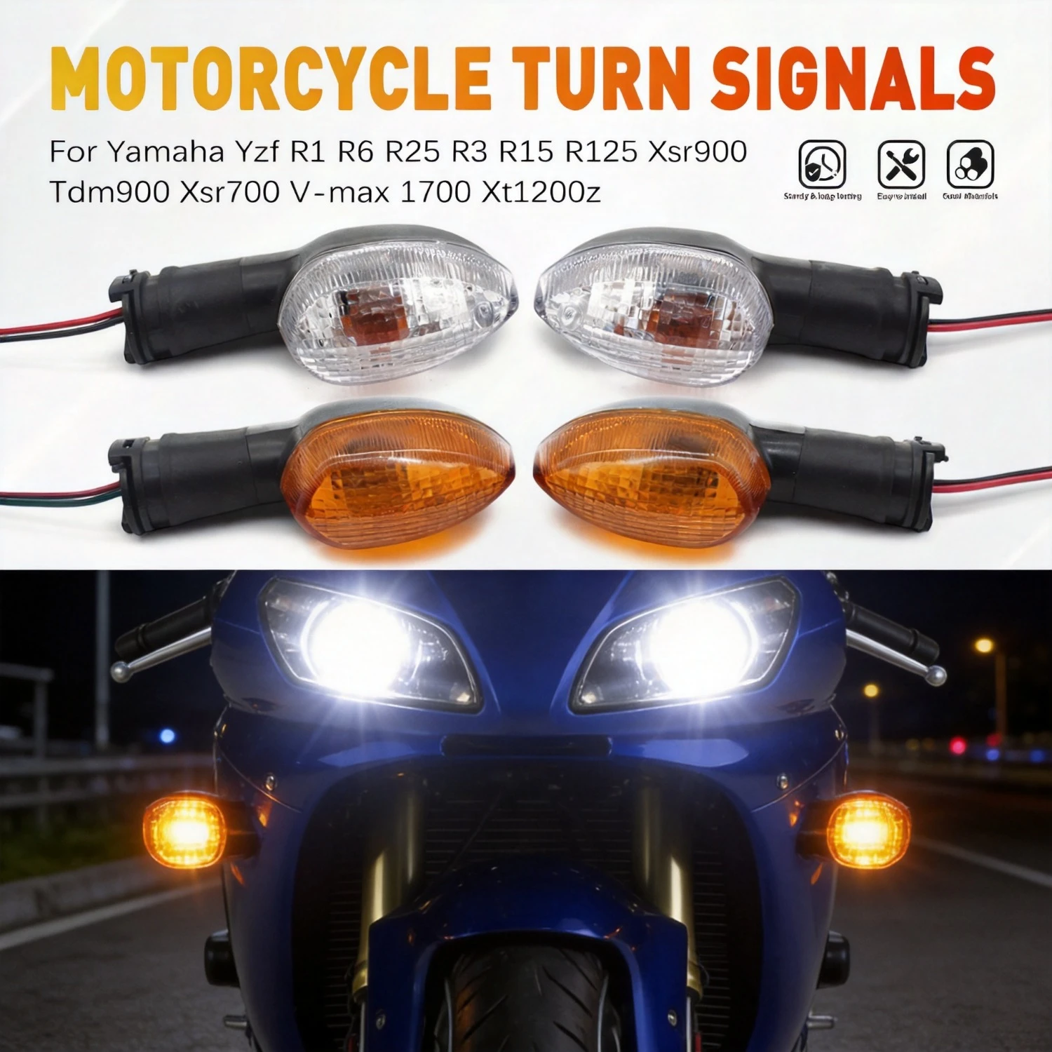 For Yamaha Yzf R1 R6 R25 R3 R15 R125 Xsr900 Tdm900 Xsr700 V-max 1700 Xt1200z Accessories Turn Signal Light Indicator
