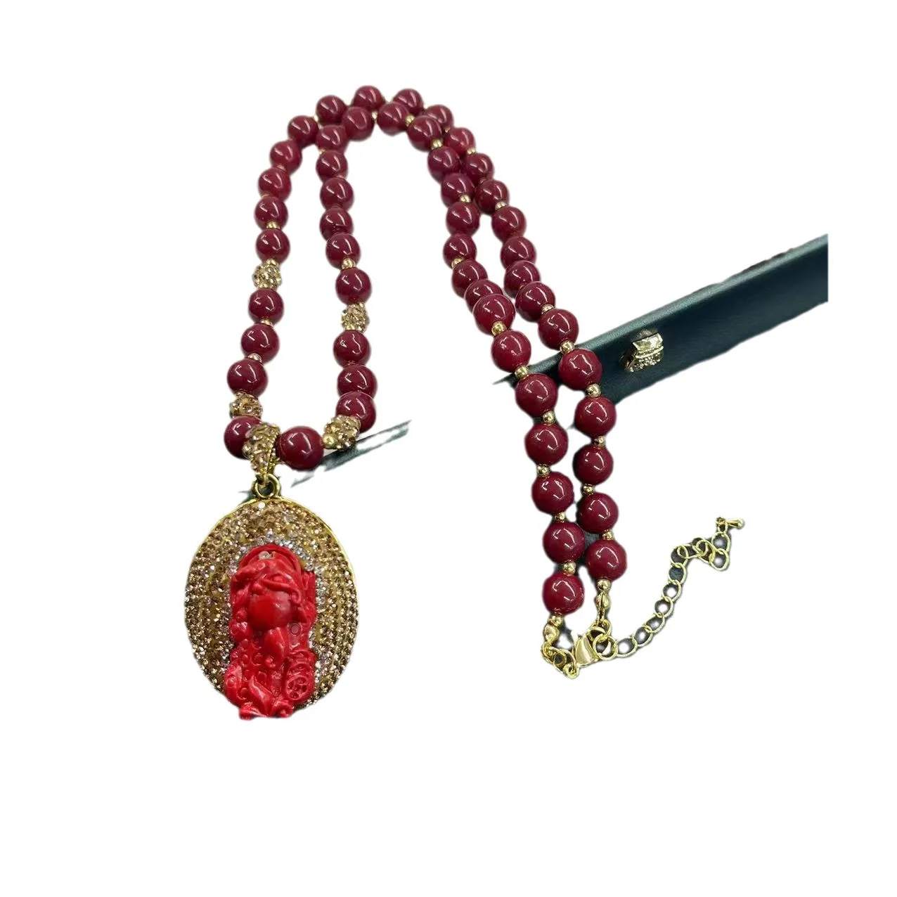 Ore generation cinnabar set original design clay point crystal craft jewelry factory direct sales pendant necklace ring