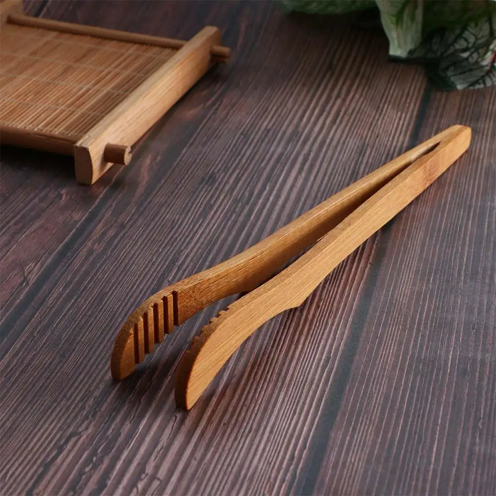 Muffin Bacon Clamp Cooking Kitchen Bamboo Toast Clip Tea Tweezer Food Tongs Gripper