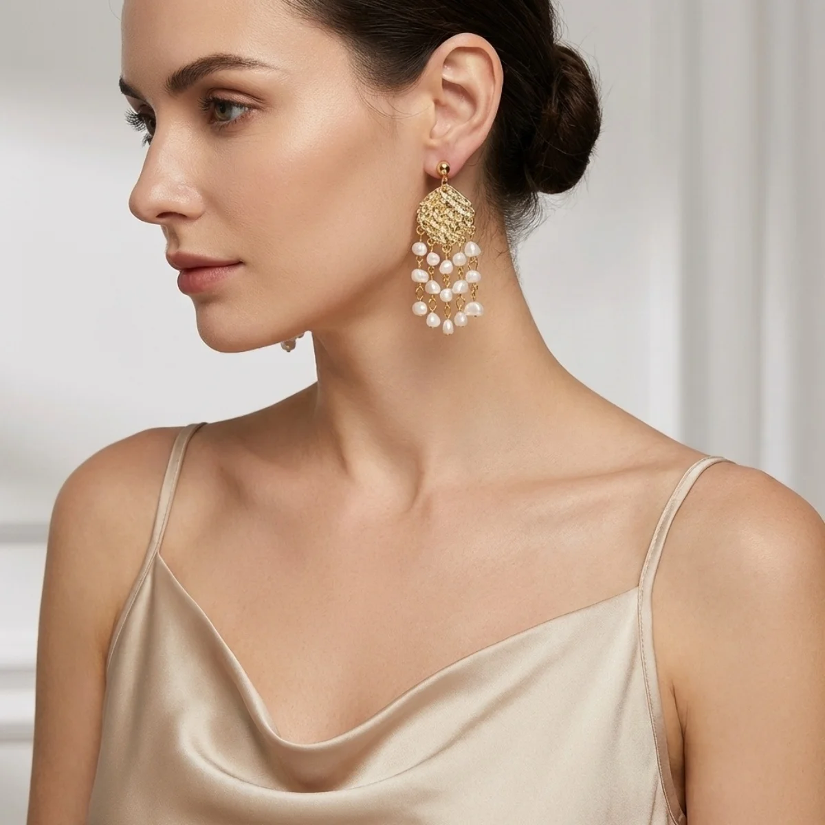 Böhmische geometrische unregelmäßige Imitationsperlen-Quastenohrringe für Damen und Herren, Muschel-Korallen-Strandohrringe, Sommerschmuck – Detail 4