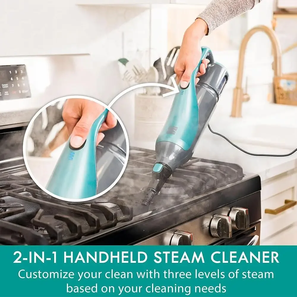 2-in-1 Steam Mop Hard Floor Cleaner with Handheld Steam Cleaner and Washable Pads Carpets Rugs Upholstery and Stubborn Messes