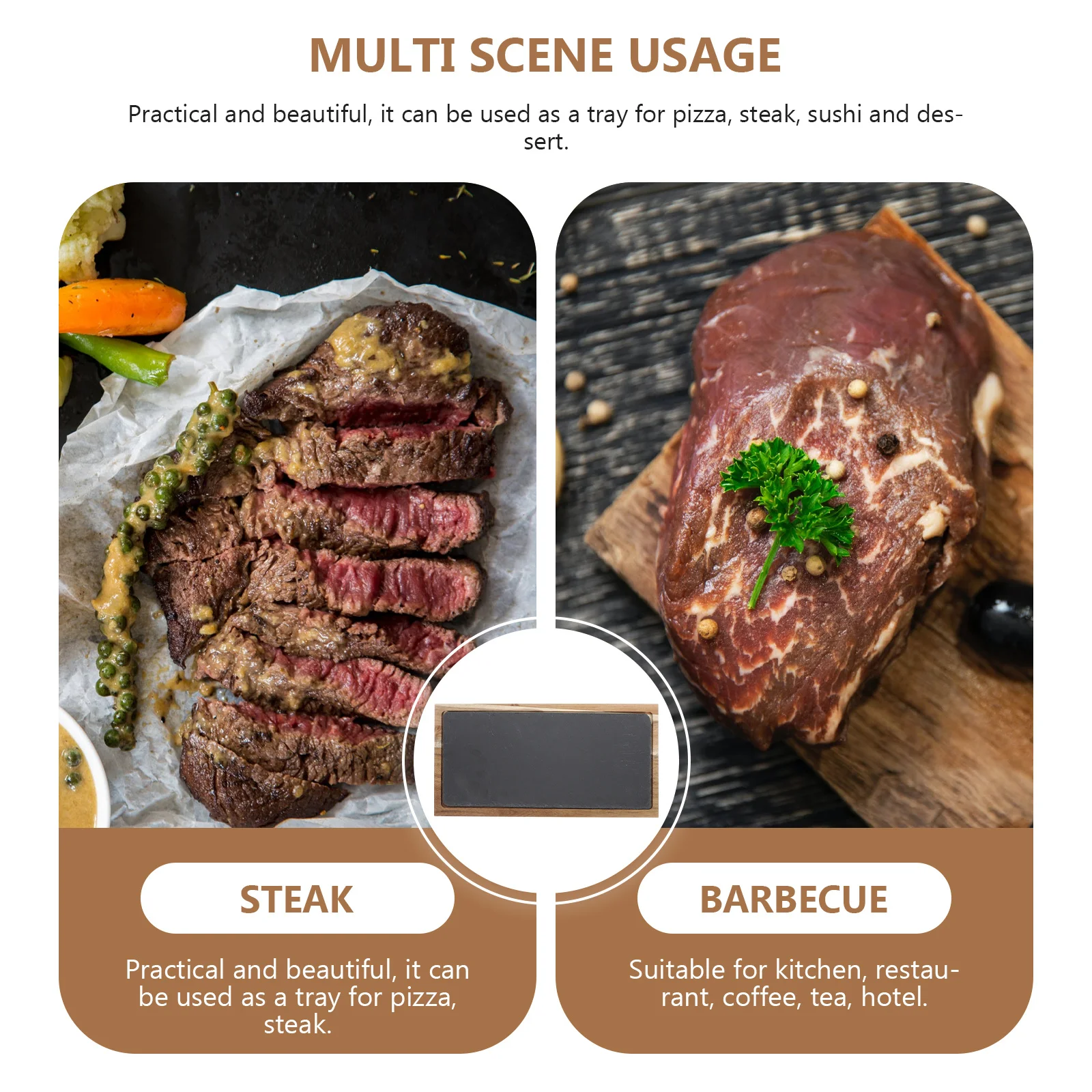 

1Set Rectangular Solid Wood Tray Multi-Function Serving Plate Steak Sushi Display Dish Household Pizza Tray Restaurant