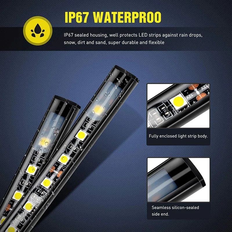 12 V wasserdichtes LED-Lichtleisten-Set für Pickup-Truck-Frachtbettleiste mit Schalter für SUV, Wohnmobile, Boote – dekorative Lampenbeleuchtung – Detail 2