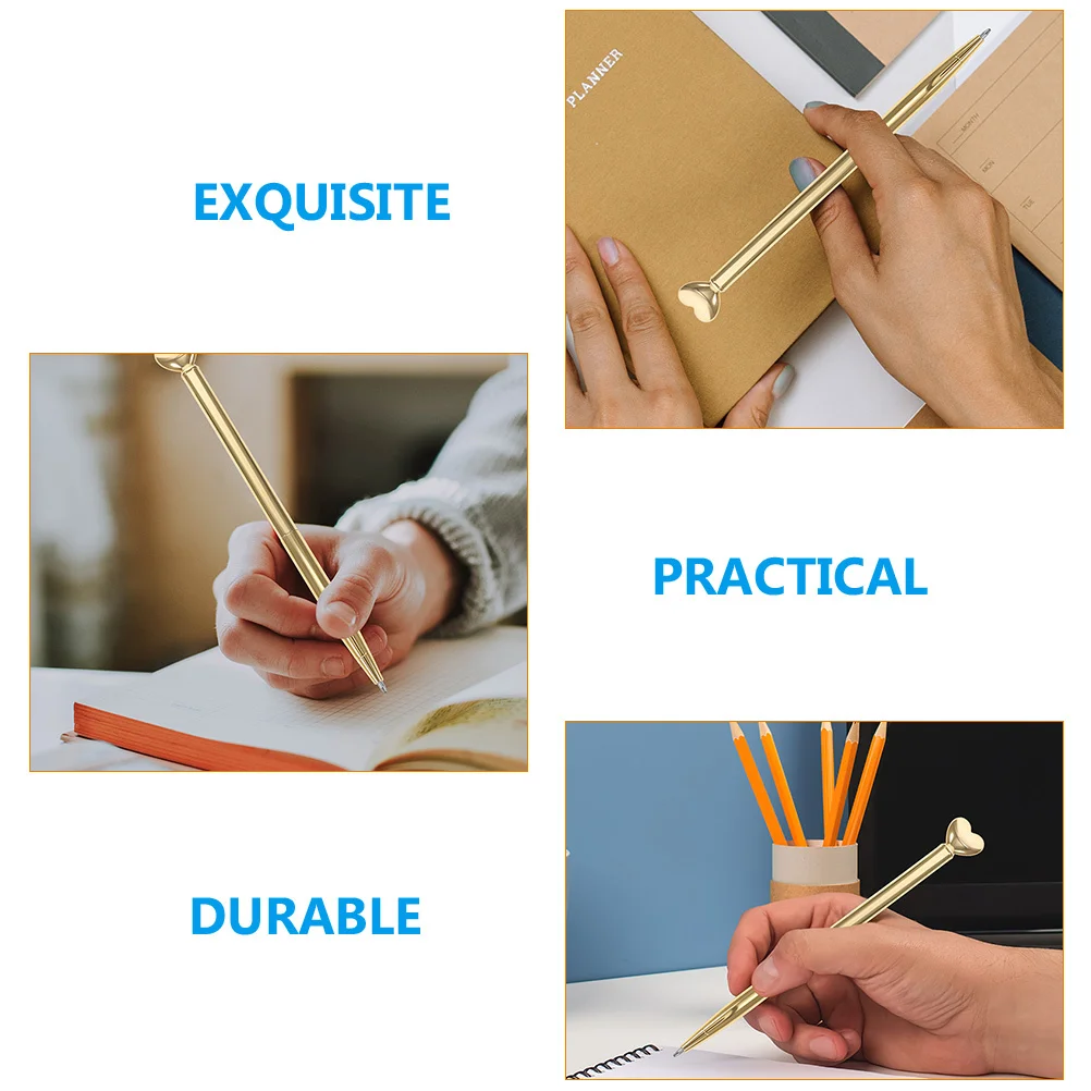 

9pcs Heart Shaped Metal Retractable Ballpoint Writing Pens For Office School Valentine Decorative Pens For Women Guest Book