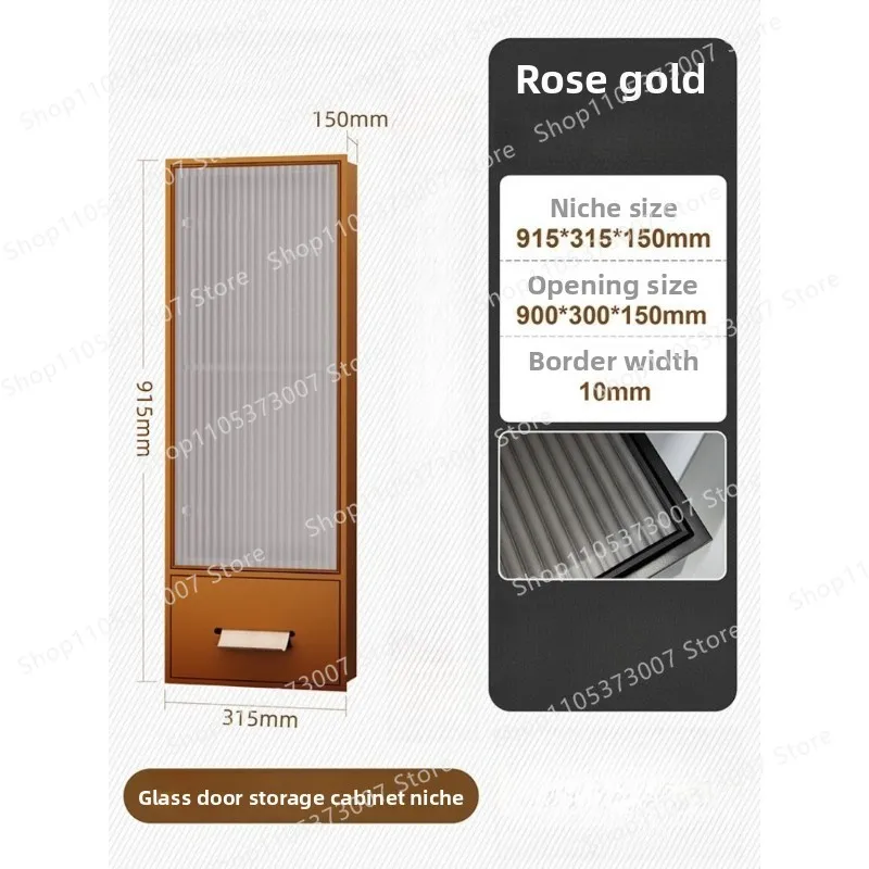 Bathroom niche embedded 304 stainless steel shelf custom embedded finished layered partition glass cabinet