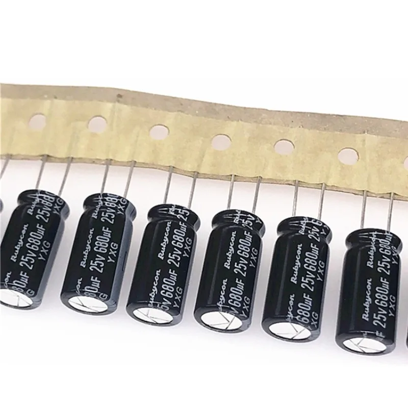 10Pcs/100Pcs Rubycon YXG Series 25V680uF 10X20MM High-frequency and long-life electrolytic capacitors