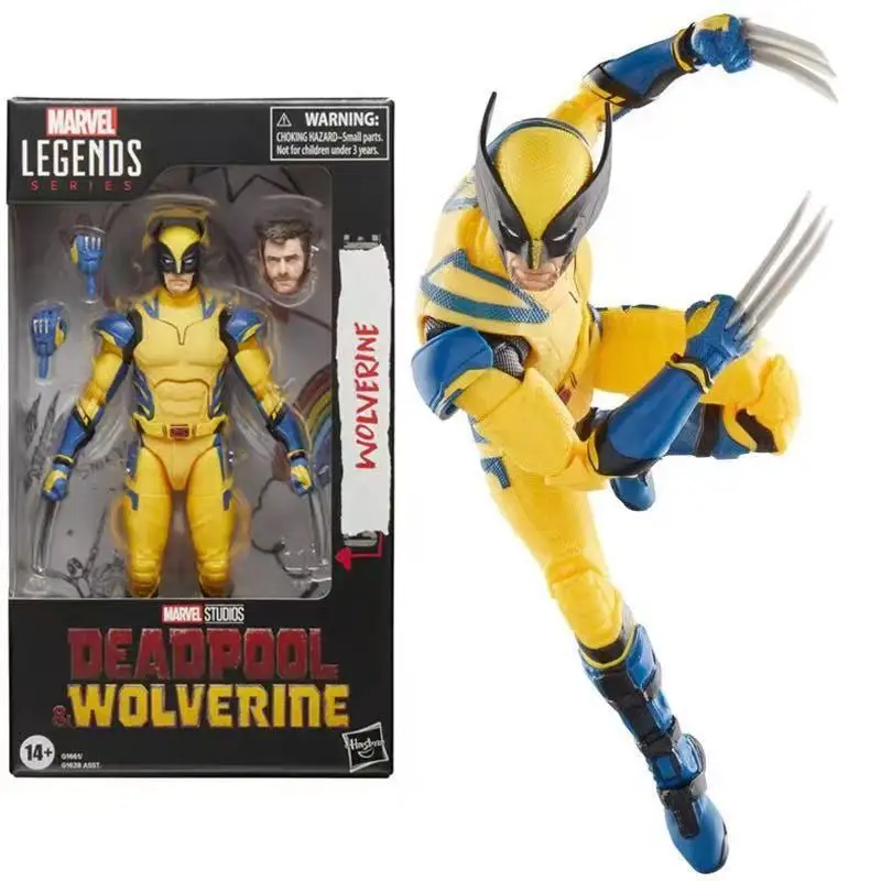 Figura de acción de Wolverine de Hasbro Marvel Legends, Deadpool y Wolverine, traje amarillo de 6 pulgadas, juguete coleccionable para coleccionistas adultos