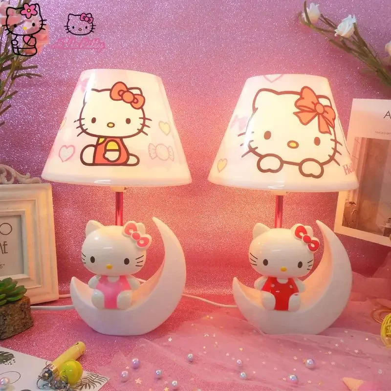 

Настольная лампа Hello Kitty, мультяшная теплая настольная лампа, настольная лампа для кабинета, спальни, для чтения, Детская Ночная лампа, подарок