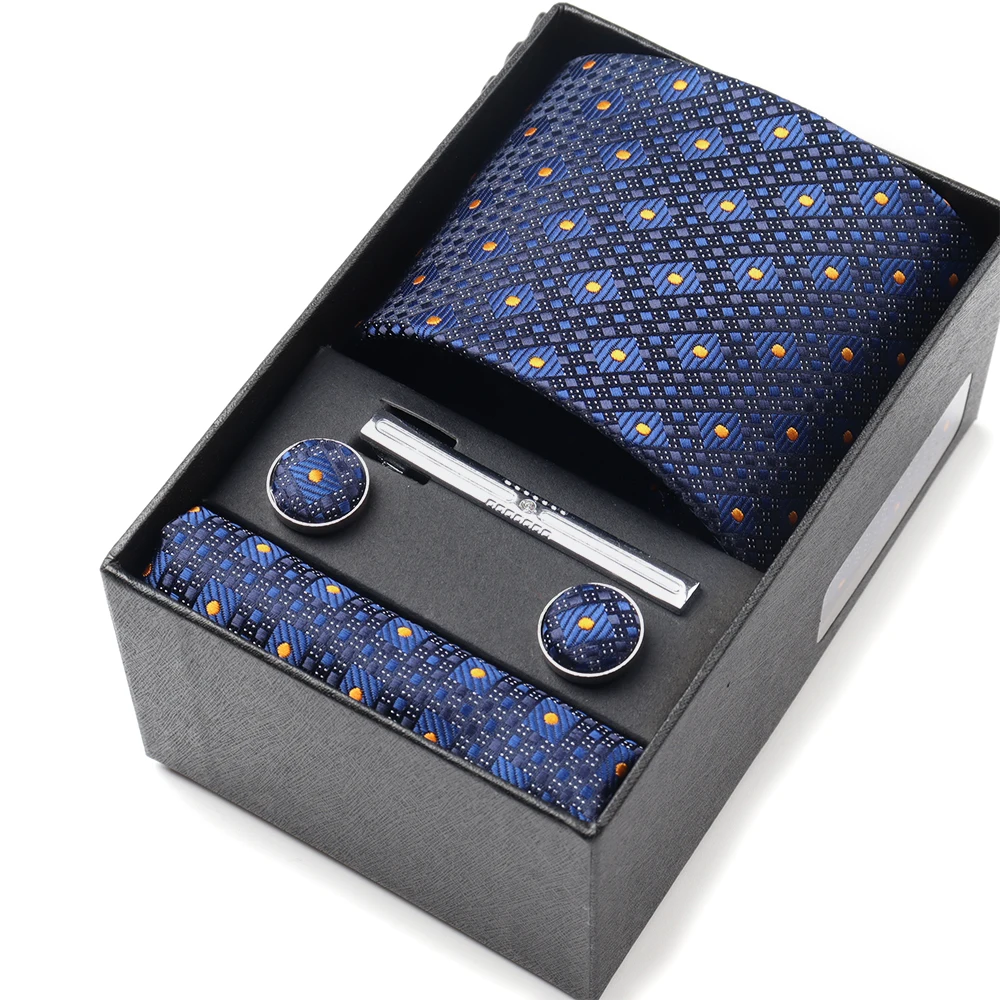 Pocket Square Cufflinks Set Tie Set Box for Men, Gift Box