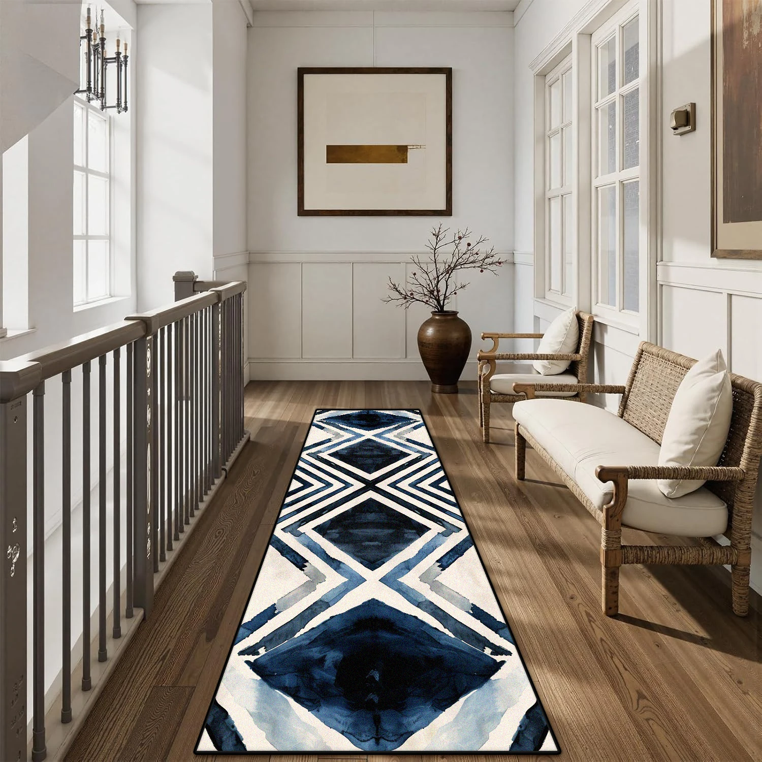 Modern Minimalist Style Carpet Geometric Non-Slip Wear Corridor Rug Living Room Entrance Suitable Light Luxury Decoration Mat