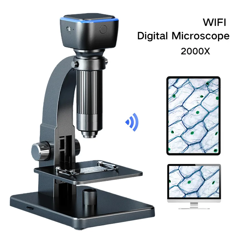 2000X Biological Microscope Dual Lens WiFi USB Digital Microscope Wireless HD Endoscope Camera With 11 LED for IOS Android PC