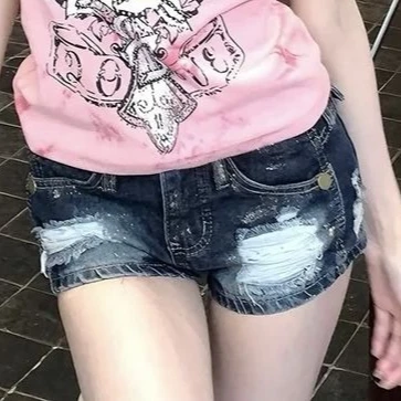 

Женские джинсовые шорты Onalippa в стиле вестерн Y2K, винтажные, с эффектом потертости и рваными элементами, облегающие, стройнящие, А-силуэт, сексуальные, модные