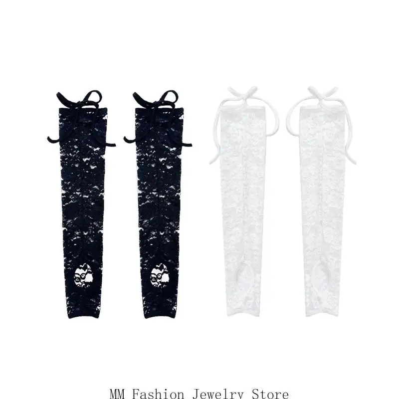 

Summer Bandage Mesh Leg Sleeves Sweet Lace Leg Warmers Lace Up Long Leg Socks Fashion Leg Sleeves Streetwear for Women