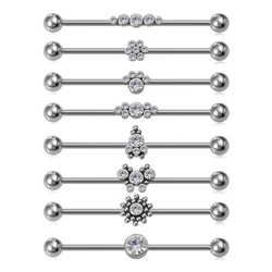 1Pc Surgical Steel Piercing Ear Industrial Earrings Barbell with For Women Men Cartilage Industrial Bar Body Piercing Jewelry