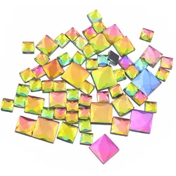 8x8mm Square Flatback Rhinestone Rainbow Hot Fix Rhinestones Crystals Strass Beads Adhesive Iron On Rhinestones for Clothes Gem