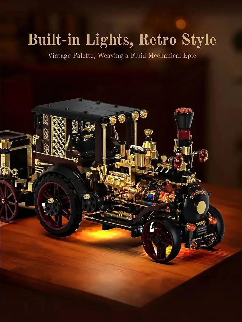 1331pcs Vintage Steam Car Bouwstenen Retro Stijl Speelgoed Klassieke Auto H1003 Model Speelset voor Jongens Verjaardagscadeau - afbeelding 2