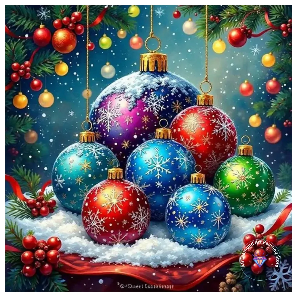 

Winter Christmas Ball AB Diamond Painting Kit Square Round Diamond 5D DIY Mosaic Handmade Art Adult Exquisite Gift Home Decor