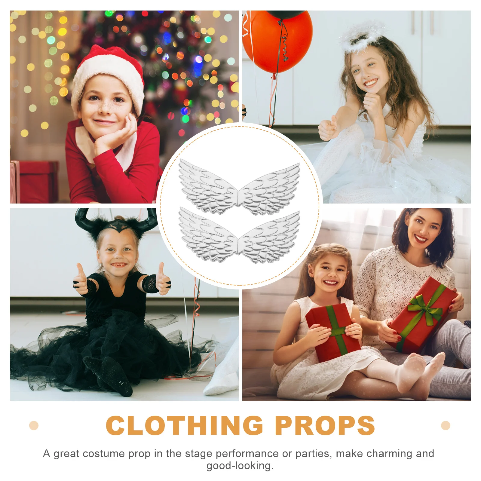 

5Pcs Delicate Cosplay Props Adorable Angle Wings for Girls Magical Performance Wings Dress Up Accessories Halloween Christmas