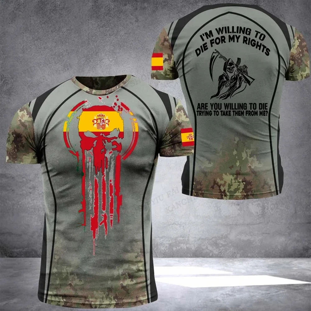 Summer Men's T-shirt Spanish ARMY VETERAN 3D Printed T-shirt Men Fashion Short Sleeve Tshirt Outdoors Camouflage Tops Tees Kids