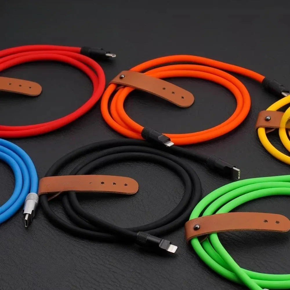 Silicone super soft fast charging data cable, car mobile phone charging cable