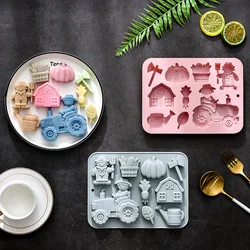 9-hole Farm Theme Modeling Silicone Mold Baking Tool Cake Mold Ice Cube Epoxy Chocolate Mold  Baking Accessories