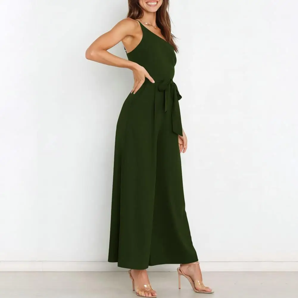 

Casual Ladies Jumpsuit Women Jumpsuit Stylish Women's Lace-up Jumpsuit Slim Waist Off-shoulder Wide-leg Pants for Spring Summer