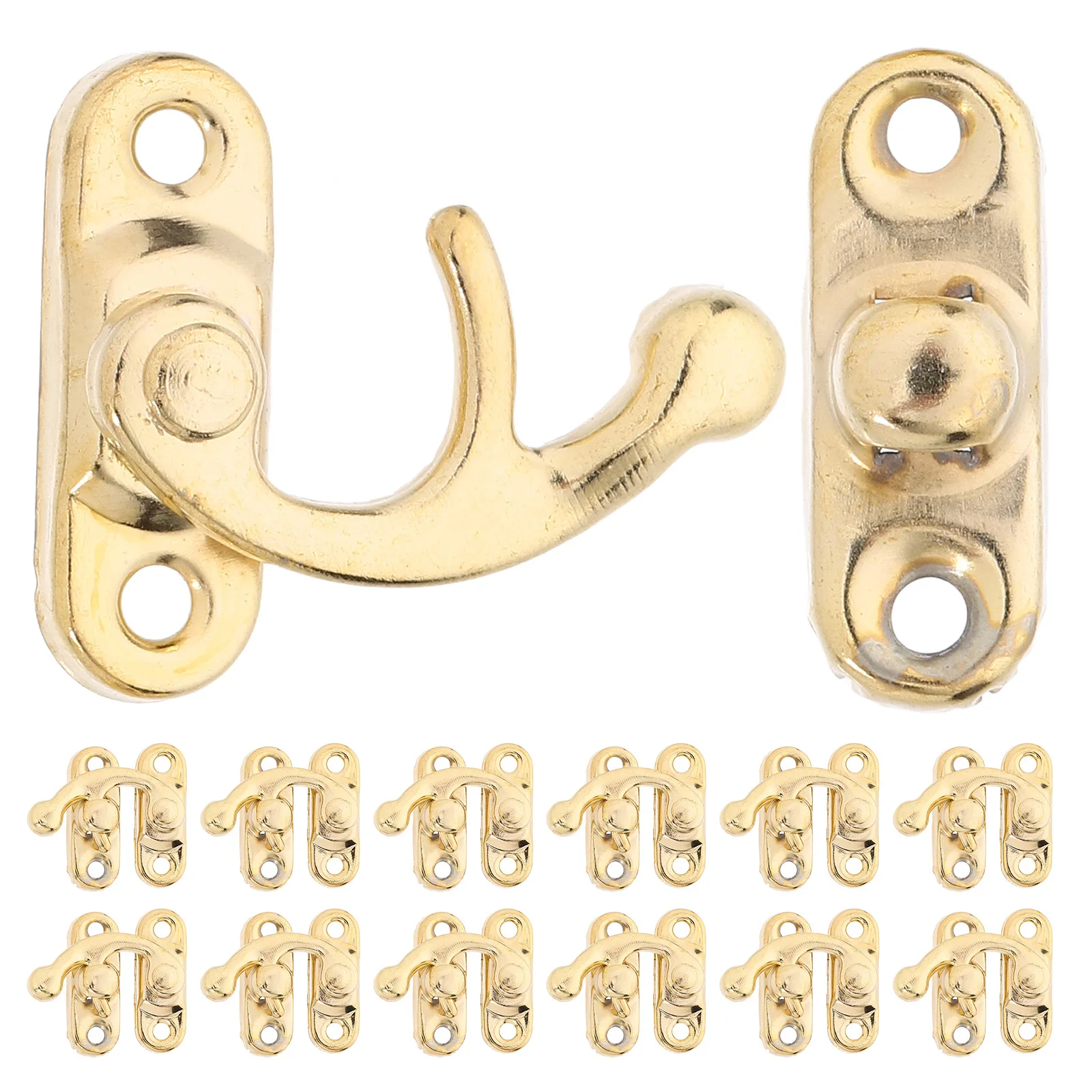 

20pcs Vintage Cabinet Latch Hook Hasp Golden Metal Clasp For Wood Box Jewelry Case Craft Storage Left Swing Closure Small Hinges