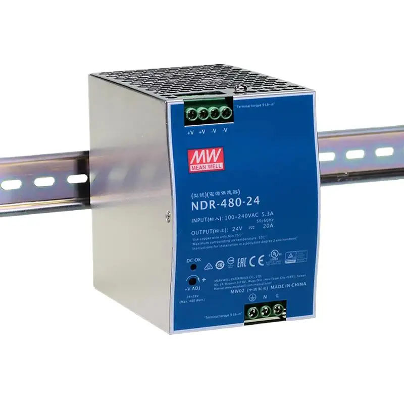 MEAN WELL NDR-480 NDR-480-24 NDR-480-48 480W 24V rail switching power supply 20A industrial control PLC drive electric cabinet