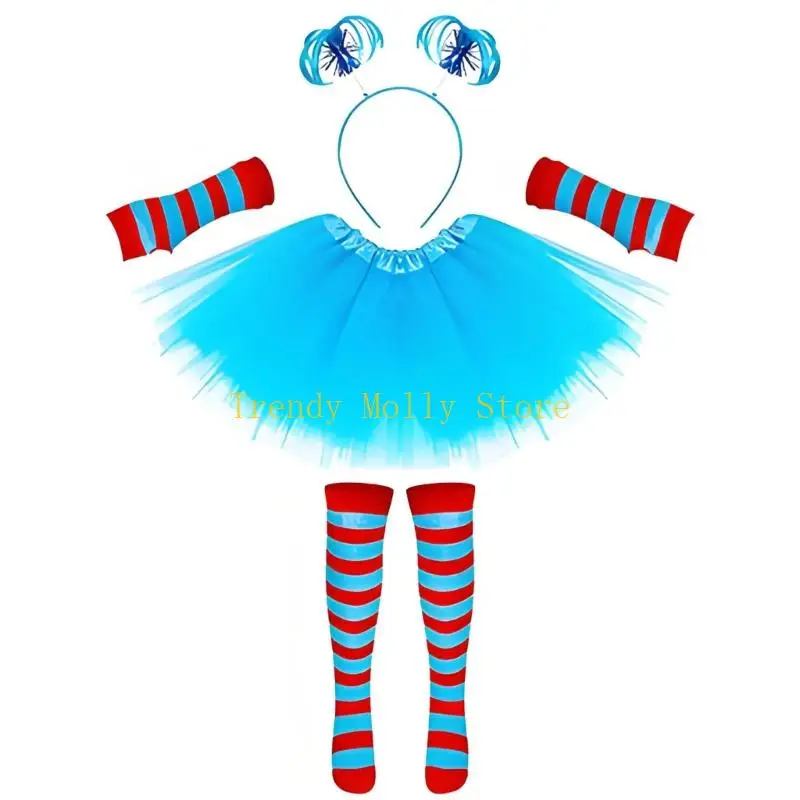 n5kb-ブルー猫耳ヘッドバンドコスプレ小道具コスプレ手袋とスカートソックスセットアニメコンシアターハロウィンコスチューム